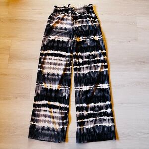 Joe Benbasset Women's Tie-Dye Wide Leg Lounge Pants - Black & Cream Size S